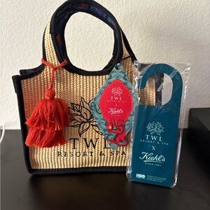 TWL Resort & Spa Straw Tote with Red Tassel